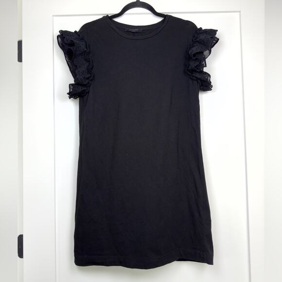 All Saints Senna Adelaide T-Shirt Dress Tiered Ruffled Eyelet Sleeves Size Small - Picture 4 of 10